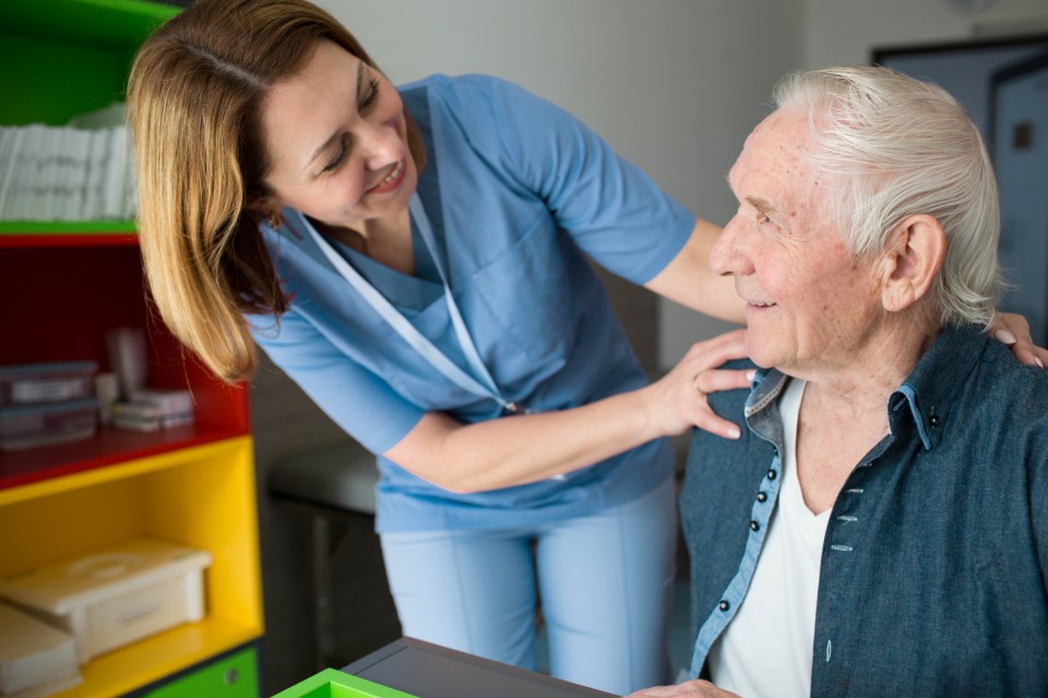 A patient receiving speech therapy after stroke