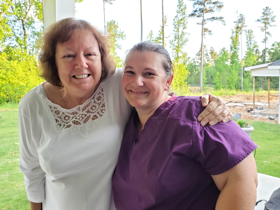 Cat Alewine, home health RN case manager with Encompass Health in Bluffton, SC, and patient Betty Barcikowski
