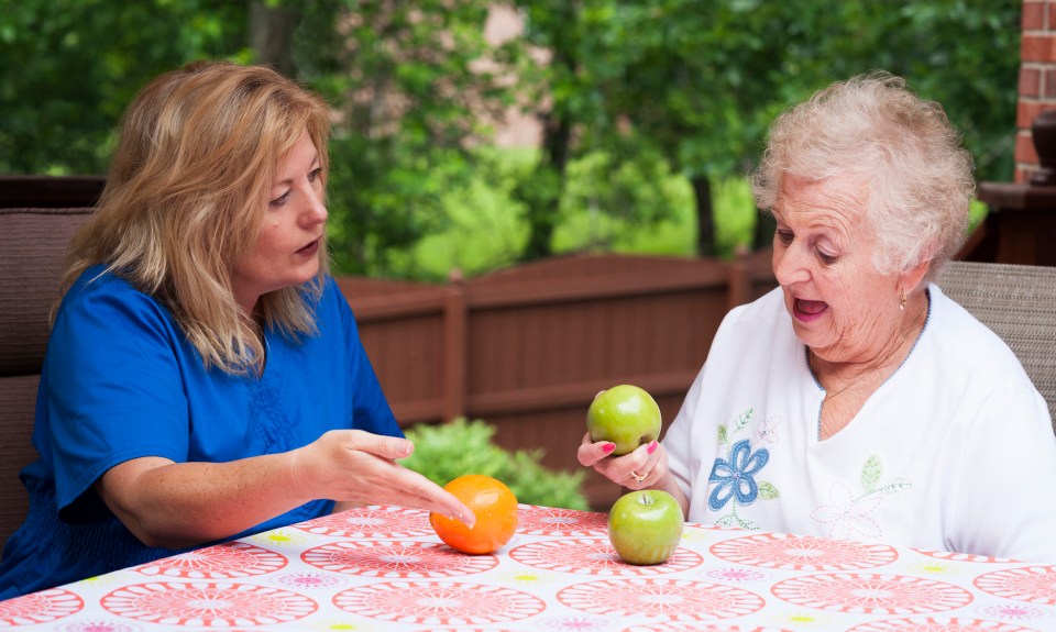 A speech therapist treats a patient with a type of aphasia