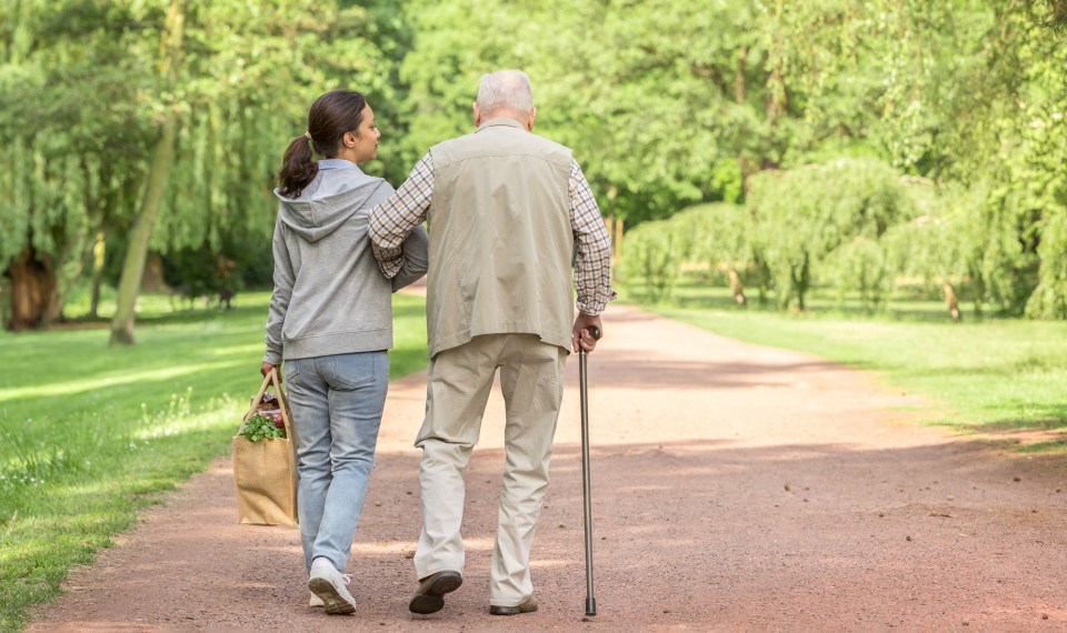 caregiver walking with loved one